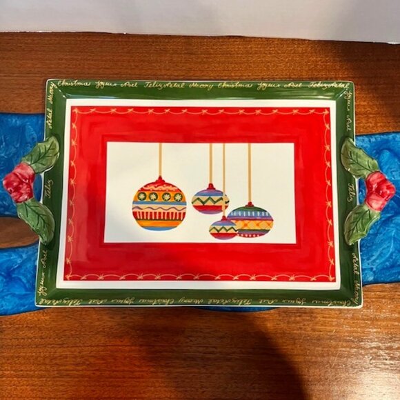 Christopher Radko “It's Christmas” Handled Ornament Tray Made in Portugal - Picture 1 of 9